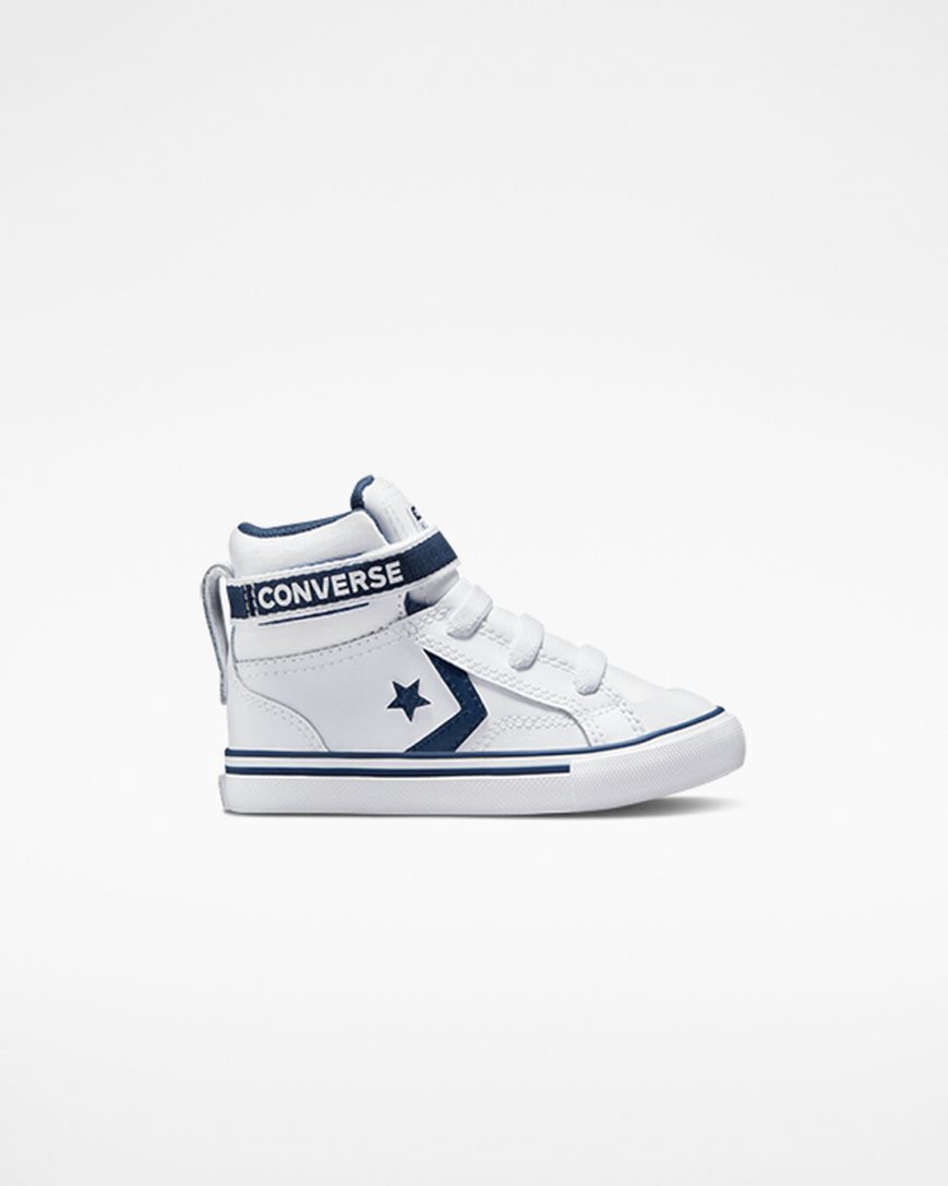 Tenis Converse Pro Blaze Alças Easy-On Varsity Club Cano Alto Menina Branco Azul Marinho Branco | PT I043P15